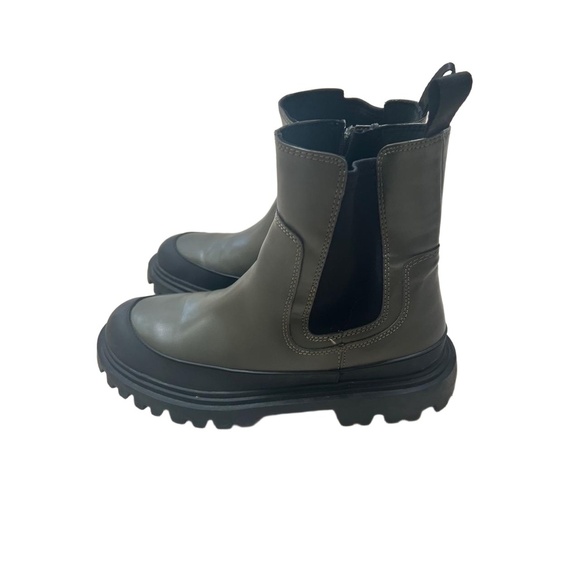 Zara Womens Ankle Boots Size EU 38 US 7.5 Dark Green Stretch Chunky - Picture 5 of 10